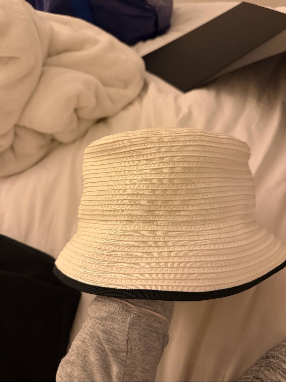 Chanel Cream Bucket Hat with Embroidered Logo - Picture 2 of 4